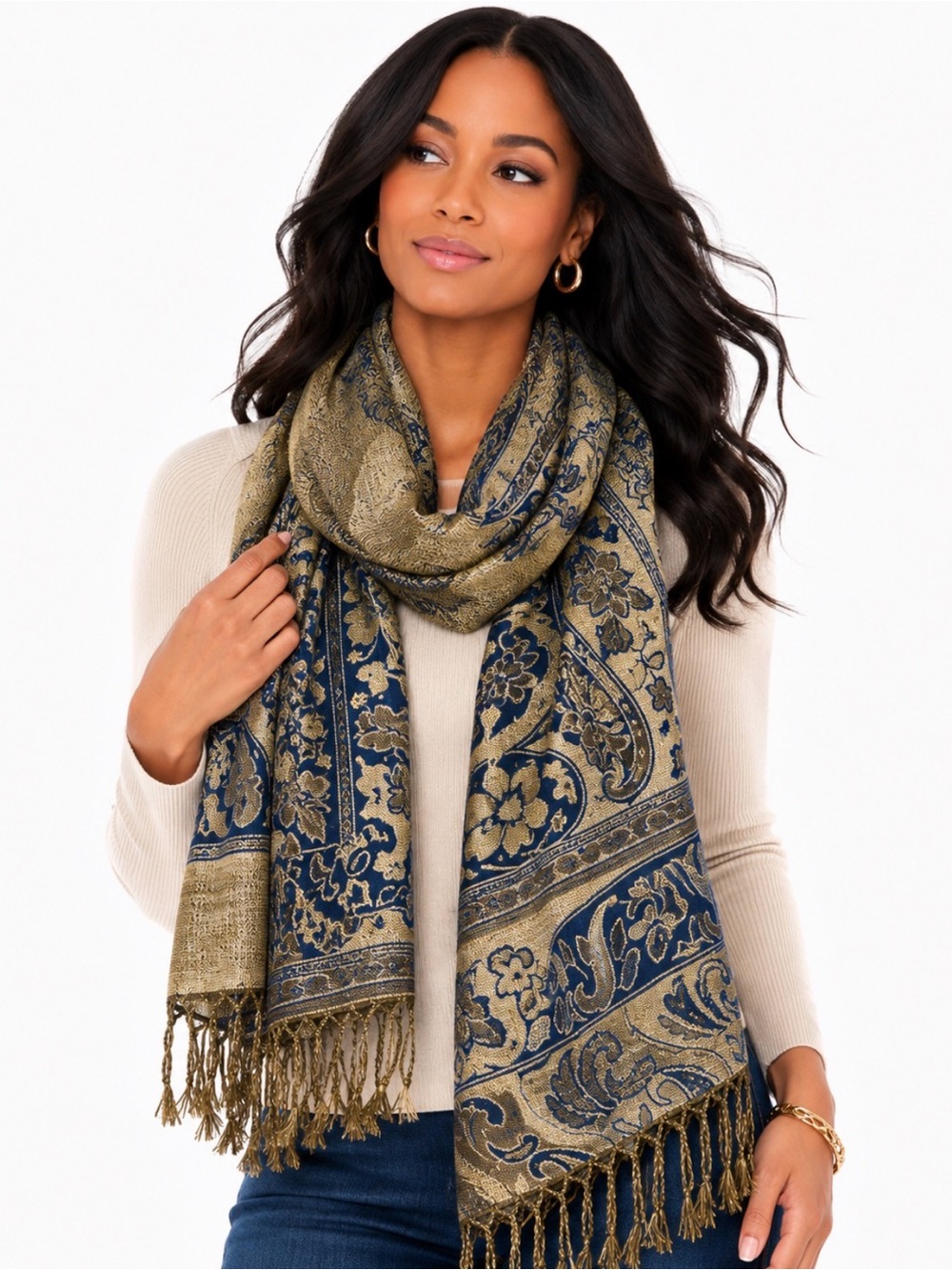 Zoe Madison Paisley Jacquard Wrap/Scarf